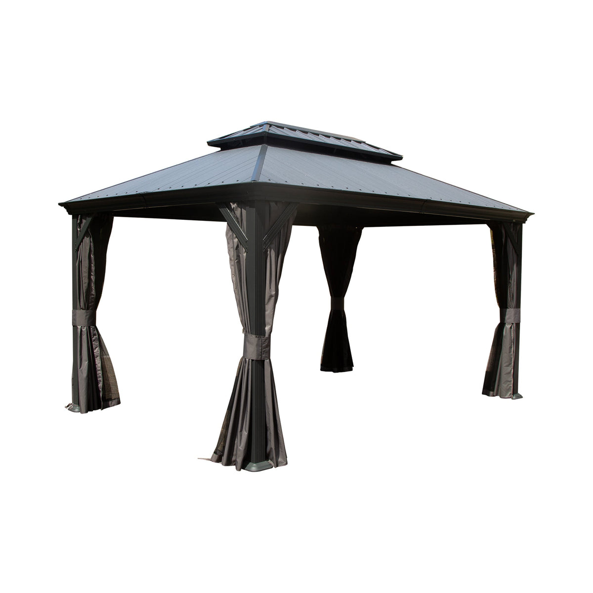12'x16' Hardtop Gazebo with Resin Roof and Drainage Gutters